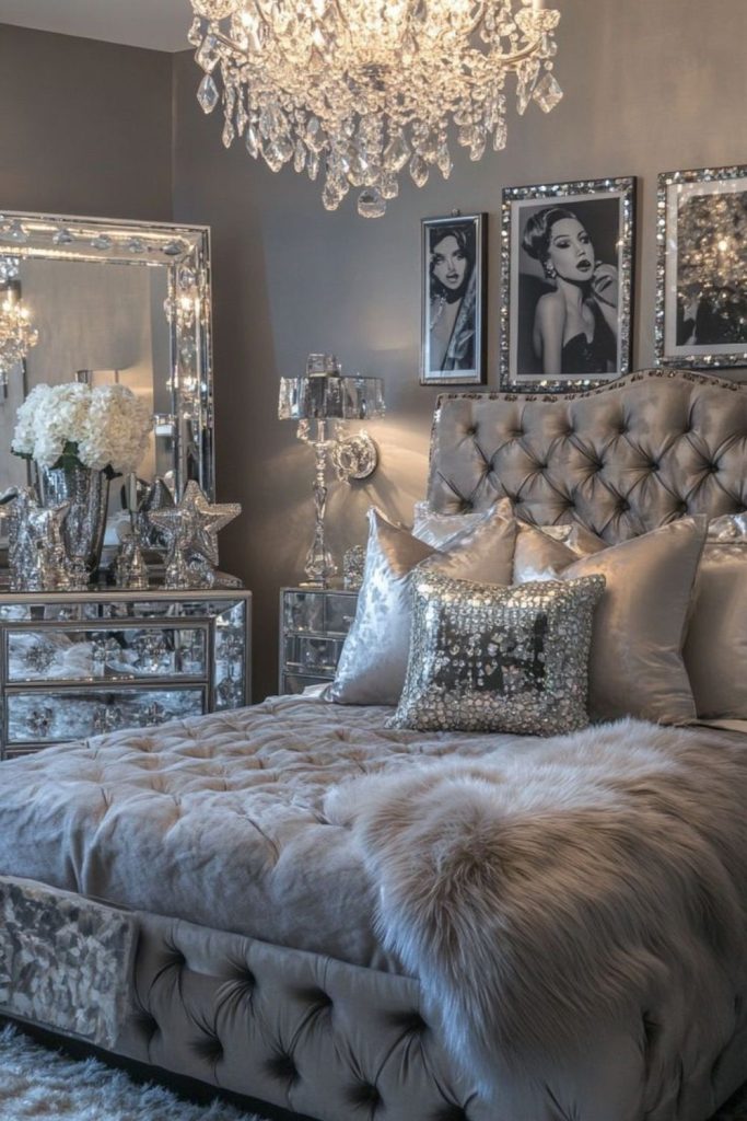 Icy silver themed modern elegant room.