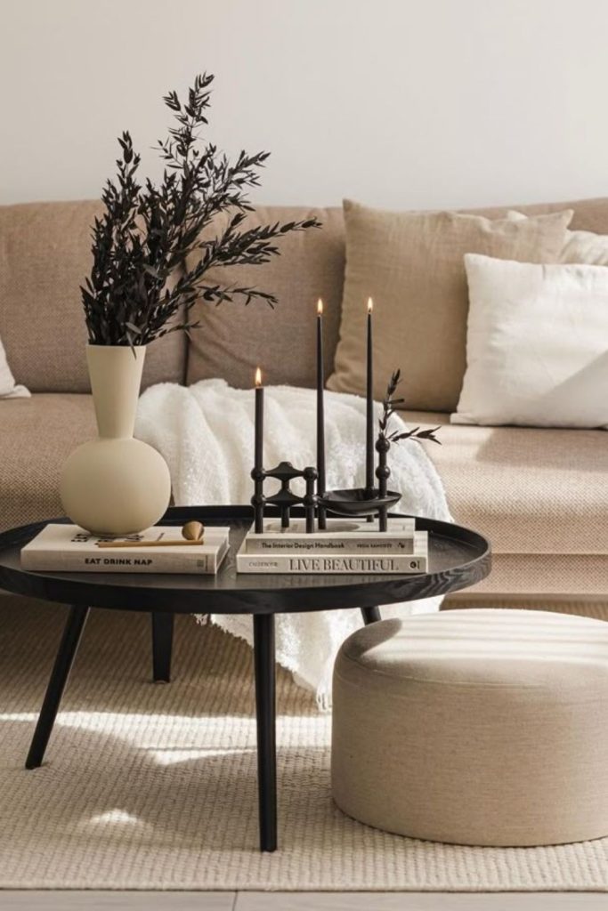 Dark academia round table decor