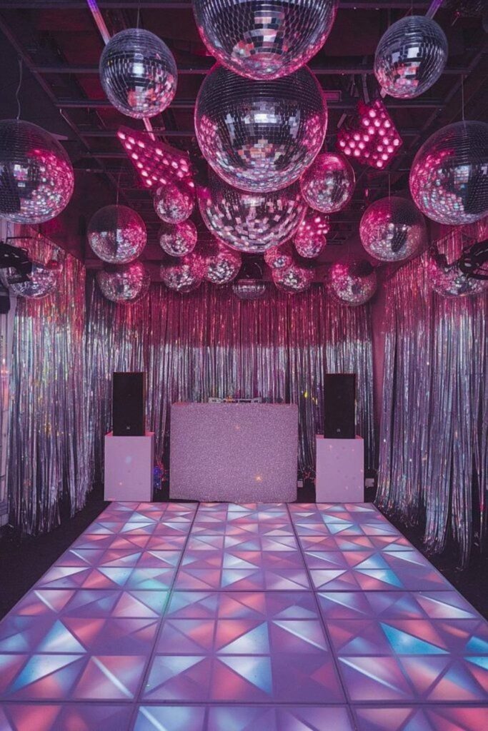 Retro disco party lighting setup
