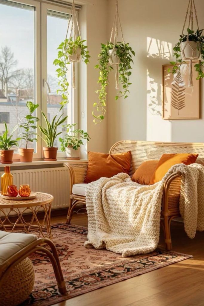 Vines hanging planters brass accents