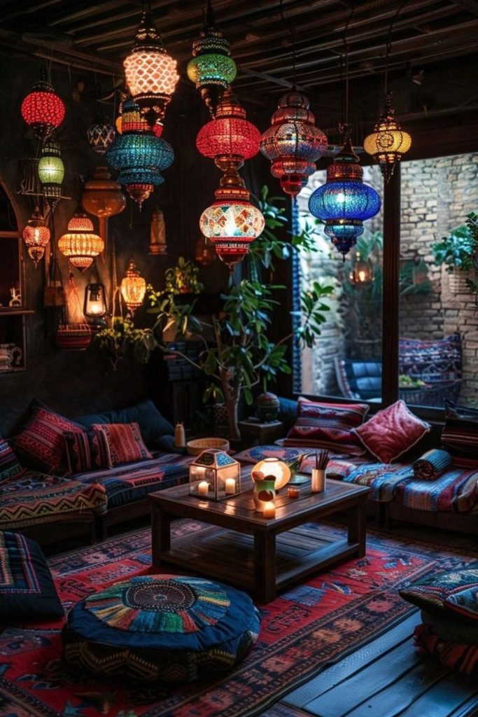 Global textiles lanterns travel-inspired cozy
