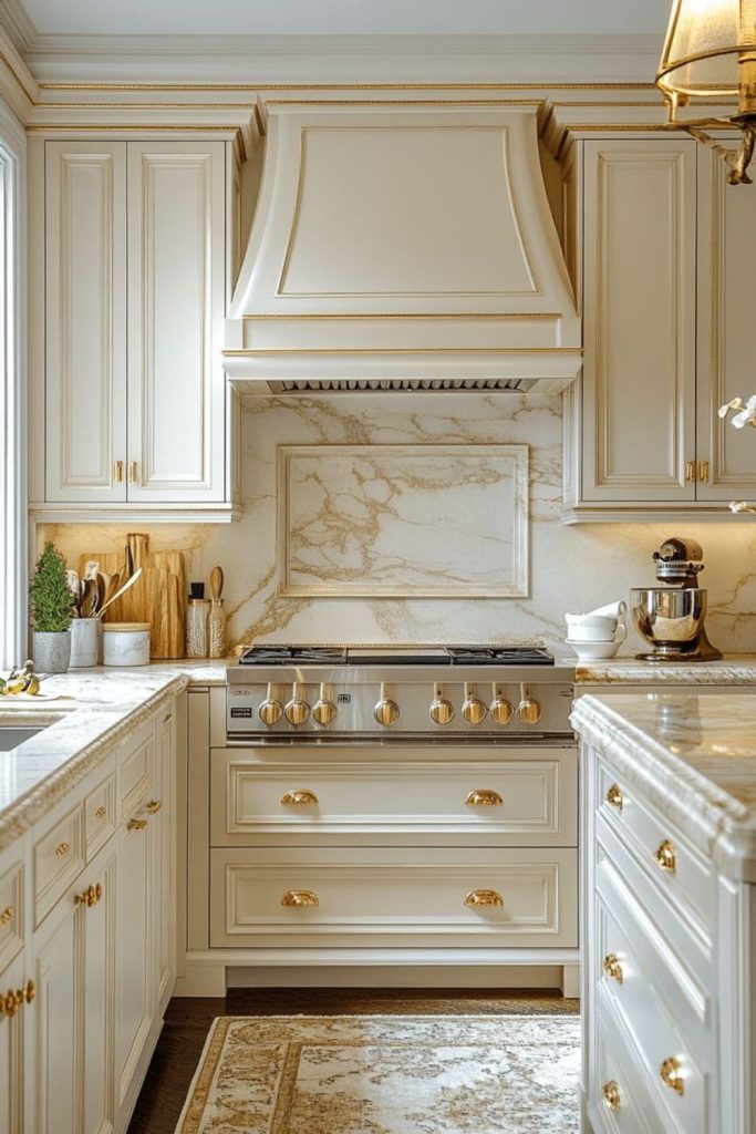 Soft gold Victorian kitchen warmth
