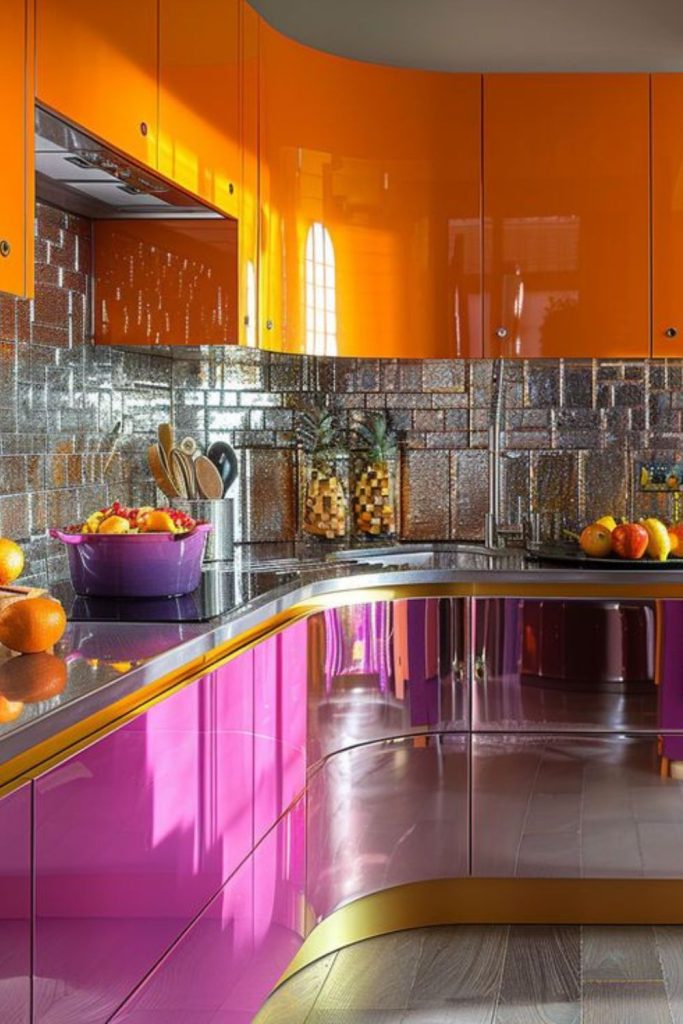 Magenta orange glowing ember kitchen