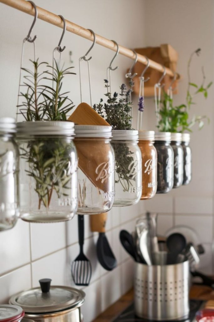 Suspended herb jars resemble floating stars