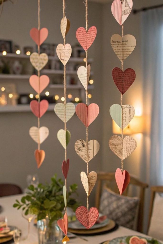 Notes hovering midair with romantic messages.