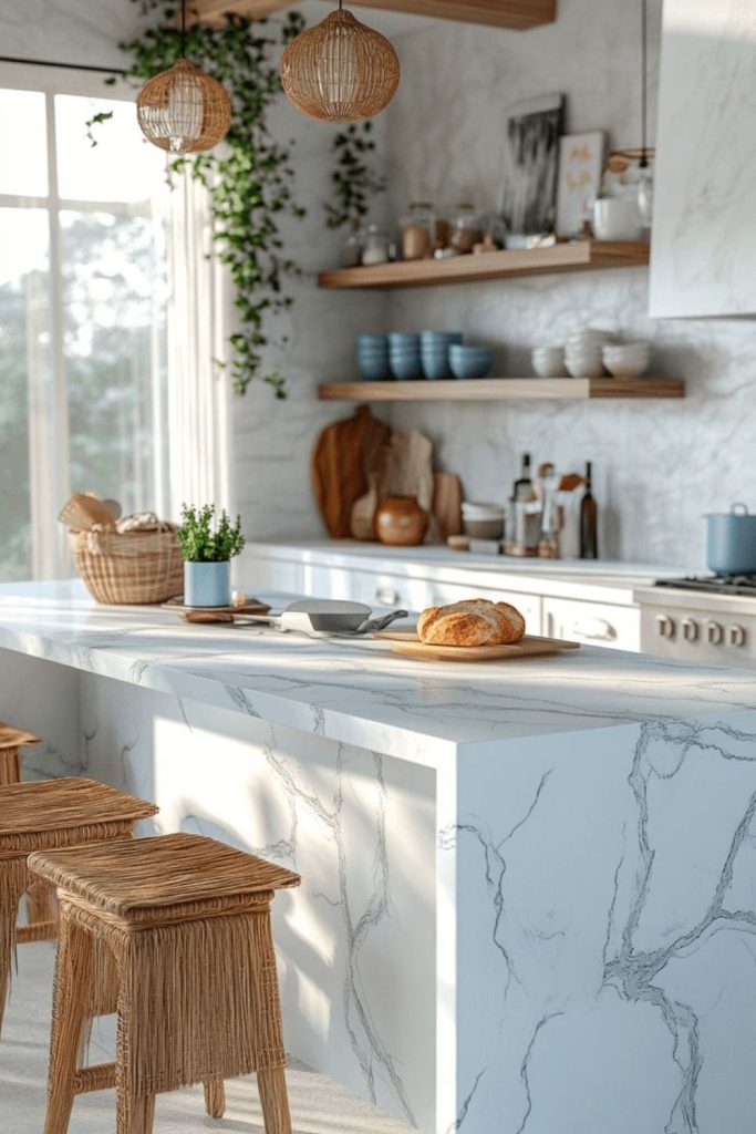 Thin marble slabs appear suspended beautifully.