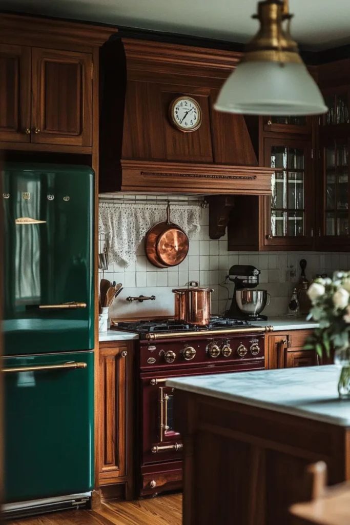 Ornate brass Victorian kitchen warm