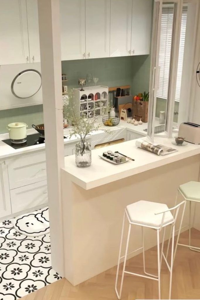 Glass edge breakfast kitchen space