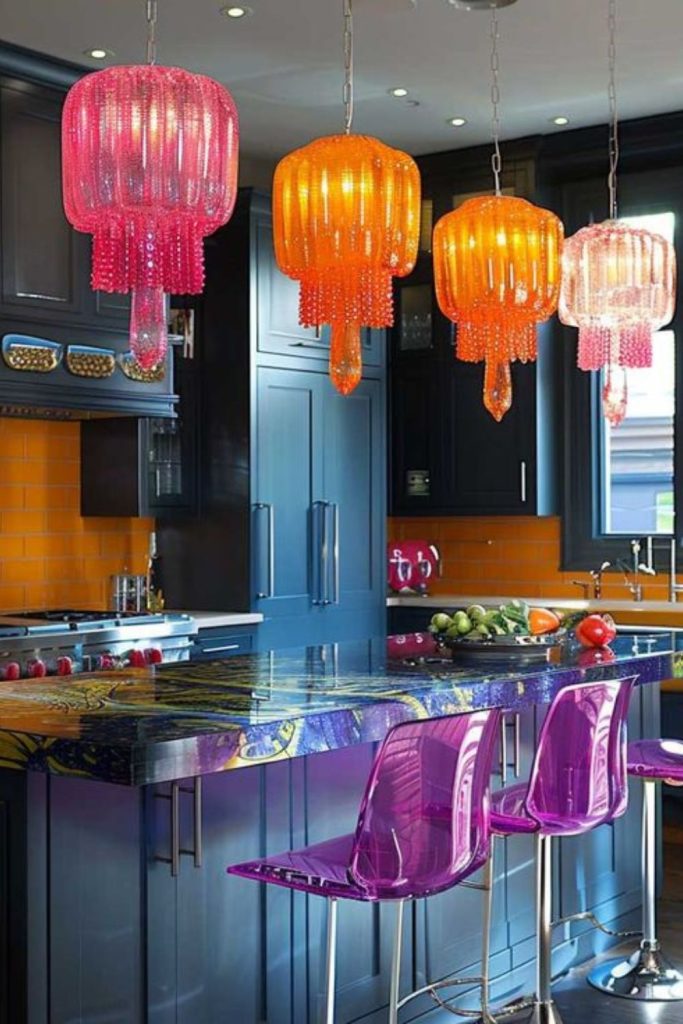 Sparkling glass shelves with ambient lighting