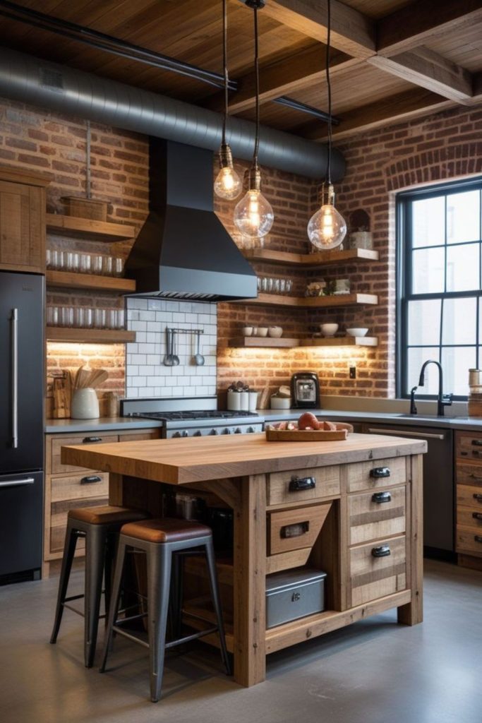 Industrial loft small kitchen