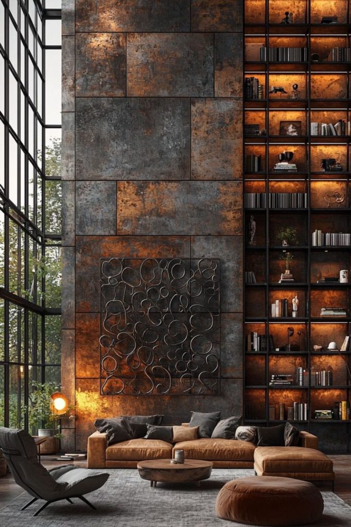 Rusty pipes form chaotic industrial wall pattern.