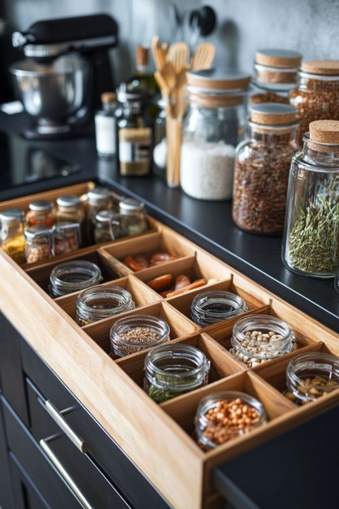 Dividers segment in drawers perfectly.