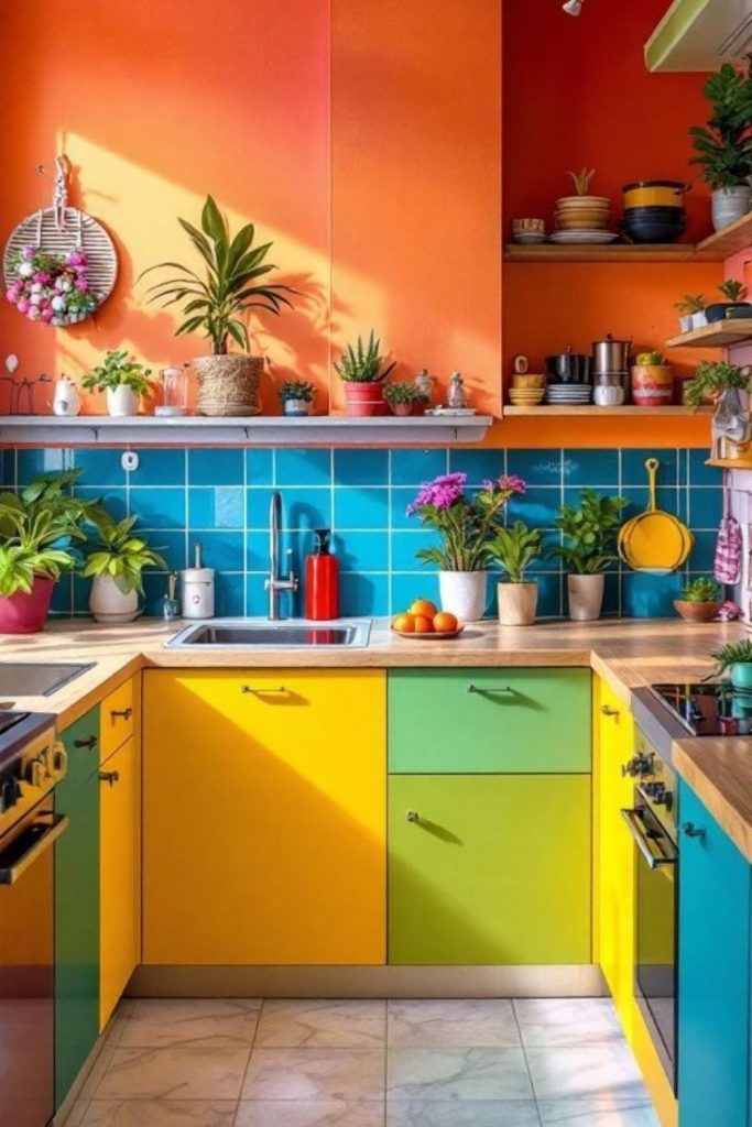Lemon orange chaotic bold kitchen
