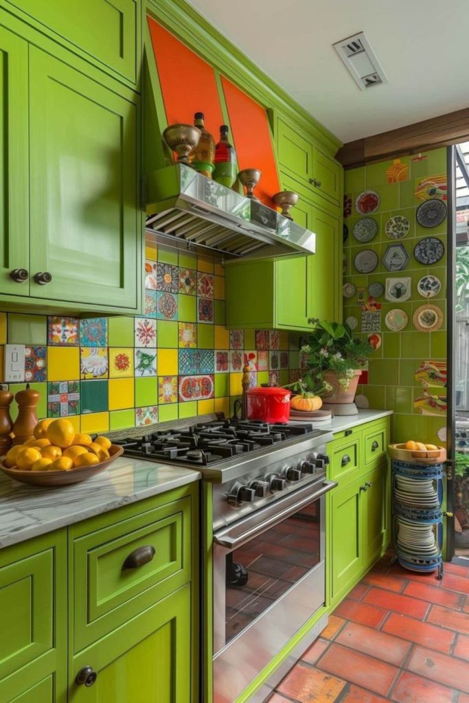 Lime fuchsia neon lively kitchen