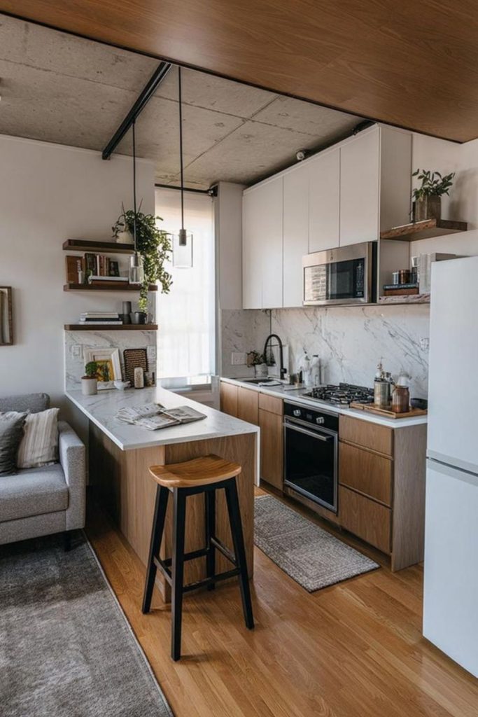 Compact loft style open kitchen