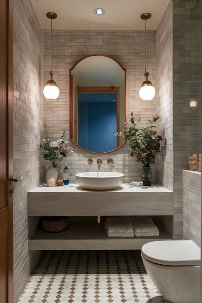 Luxurious marble tiny bathroom