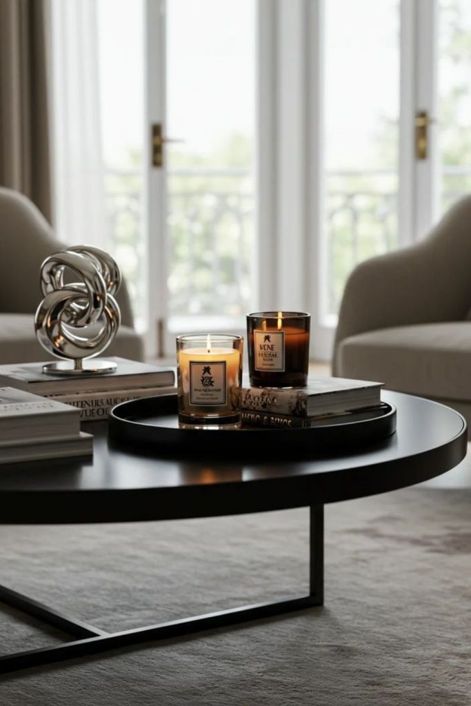 Black luxury round coffee table styling