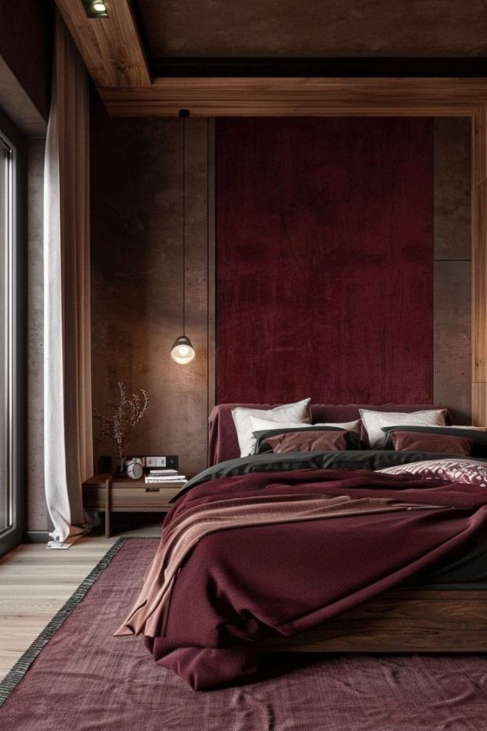 Mahogany burgundy bedroom classic warm design