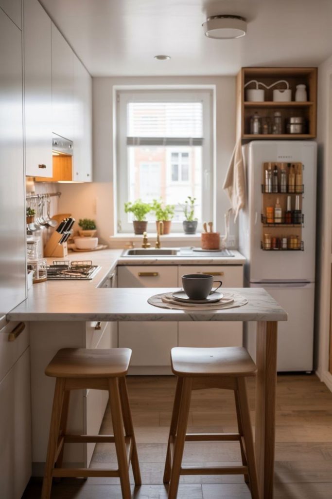 Marble accent small kitchen