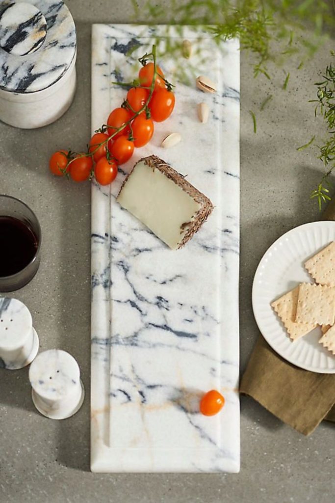 Smooth marble board for cheese presentation
