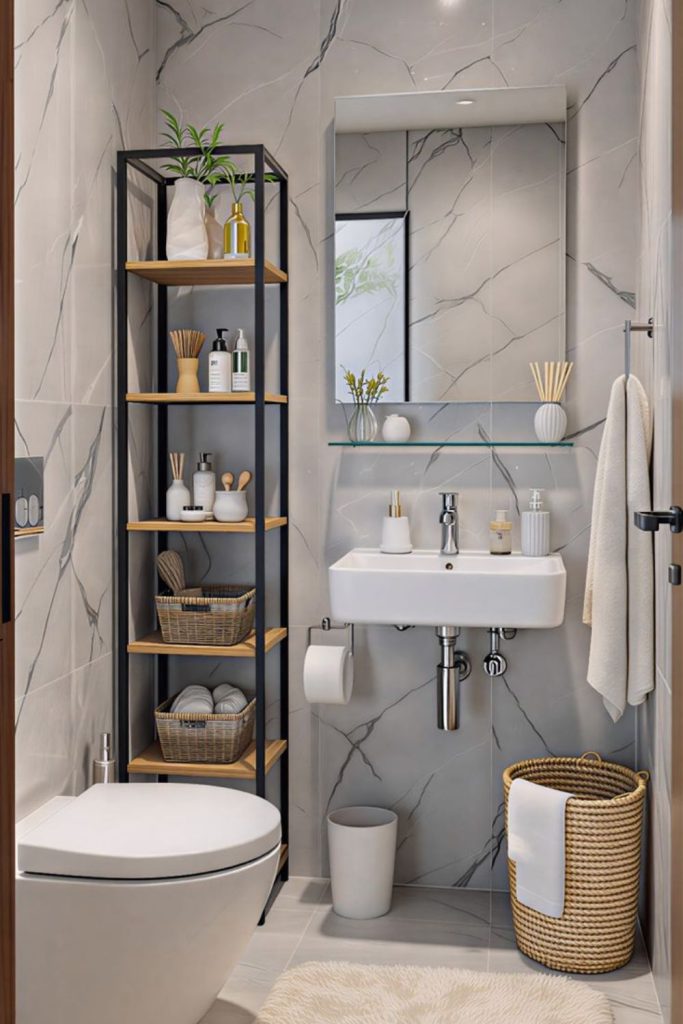 Luxurious marble small bathroom style