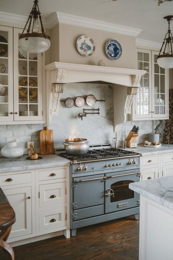 Grey marble antique kitchen design