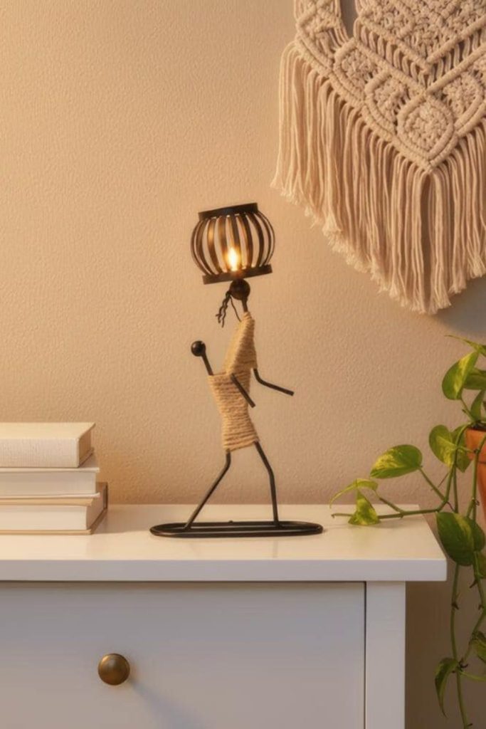 Abstract metal figurine adding modern elegance