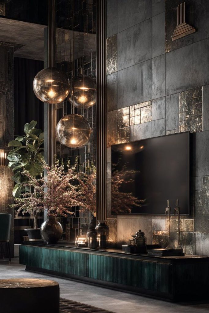 Bronze and nickel decorative veins.