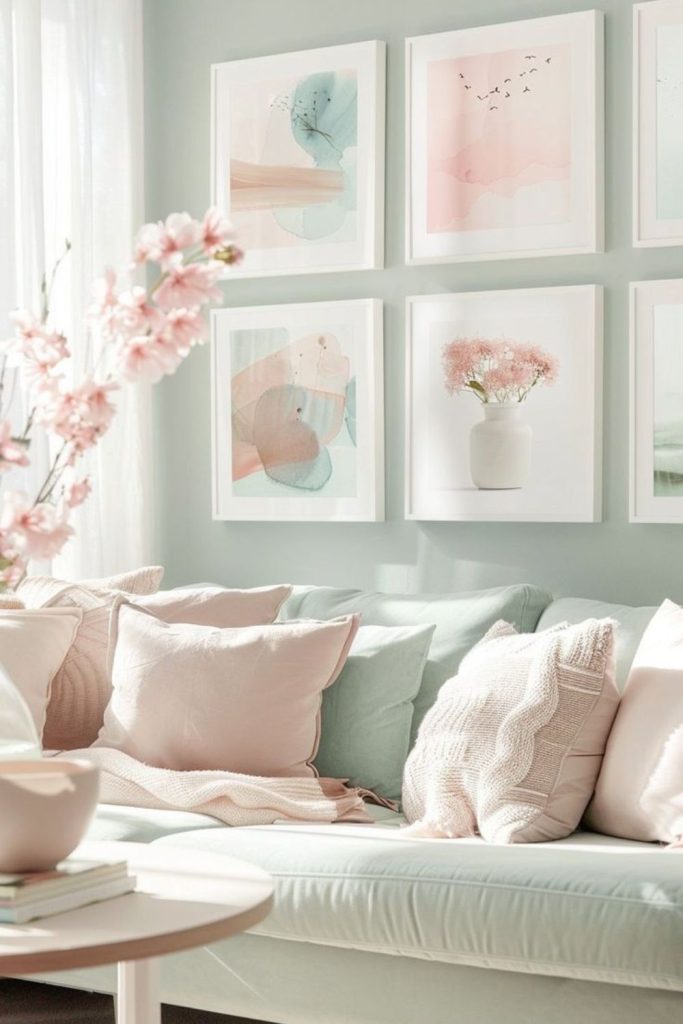 Soft pastel hues with airy space