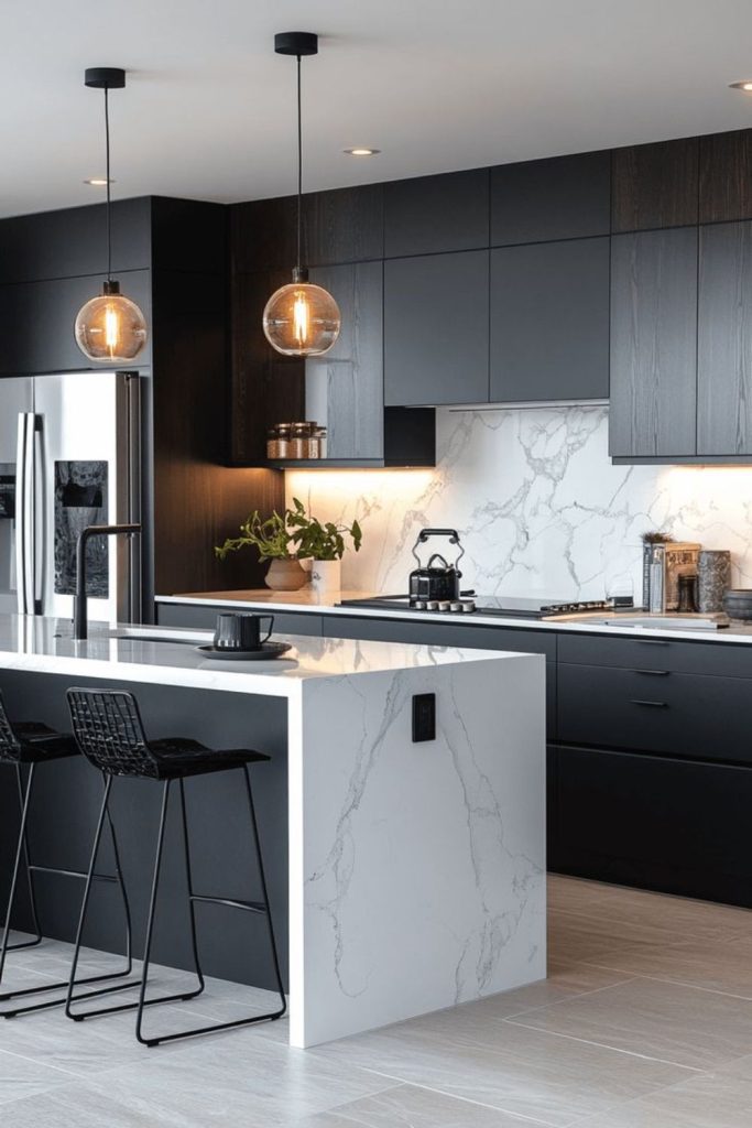 Black and white island geometric contrast.