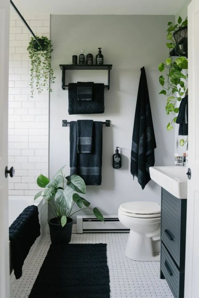 Modern black and white bathroom