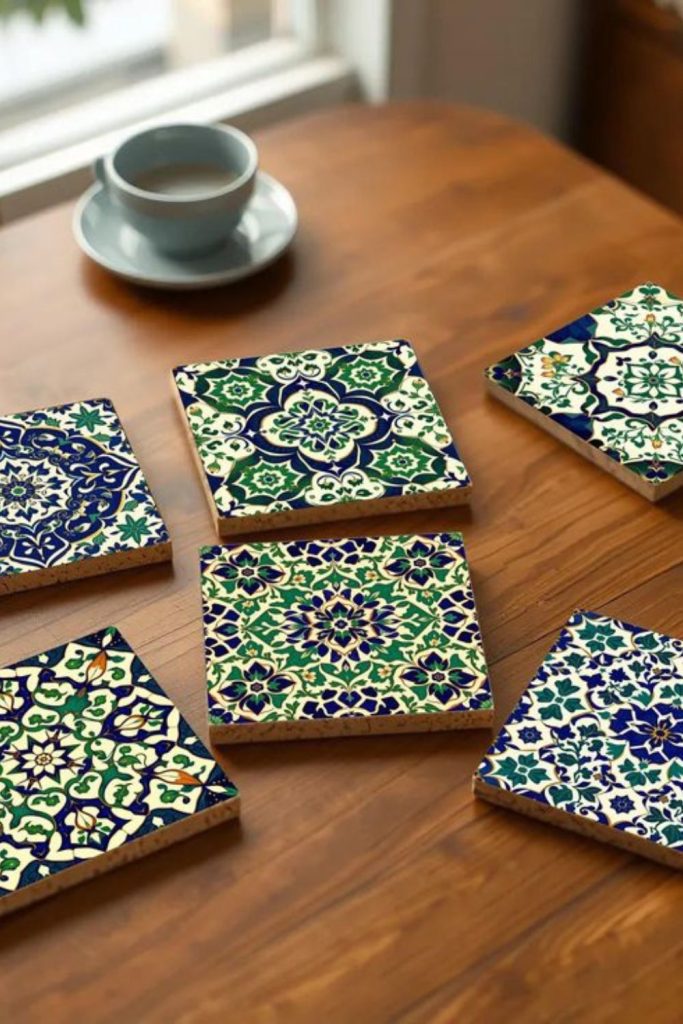 Colorful tile coasters for decorative protection