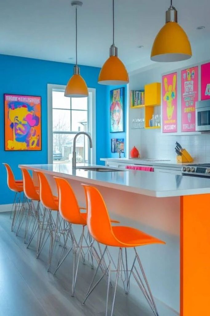 Urban neon graffiti vibrant kitchen