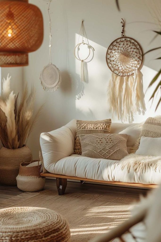 Sunlight pillows macramé driftwood decor