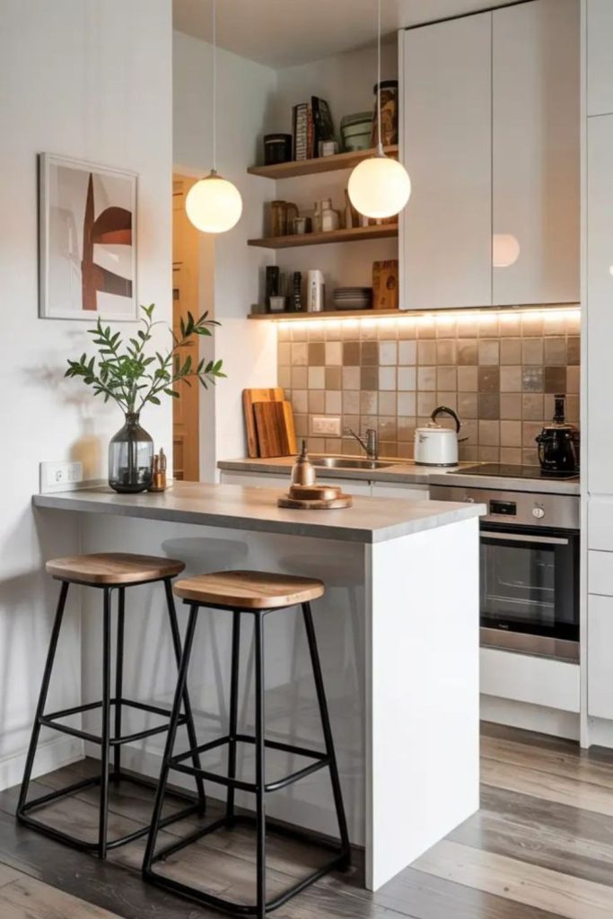 Nordic inspired compact open kitchen