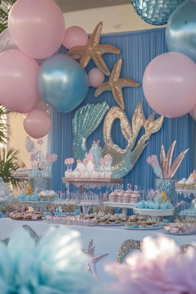 Calming ocean inspired birthday decor