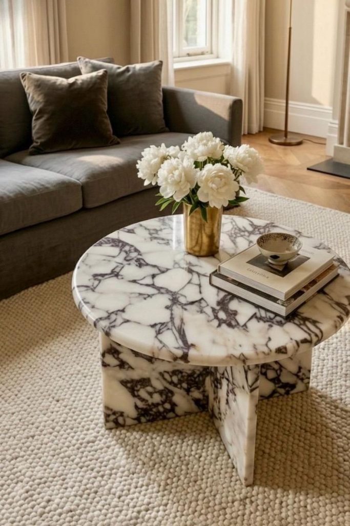 Parisian inspired marble coffee table style