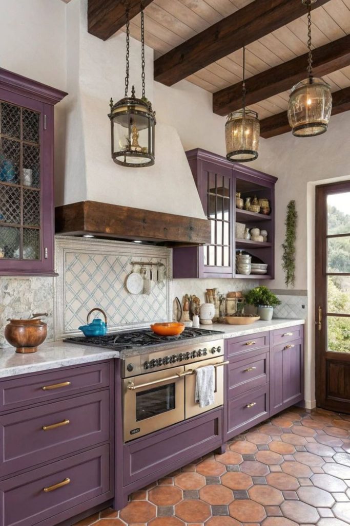 Plum velvet Victorian cozy kitchen