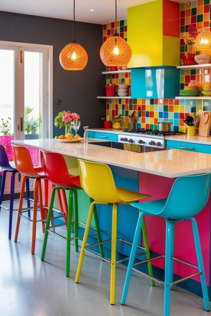 Multicolor rainbow bold playful kitchen