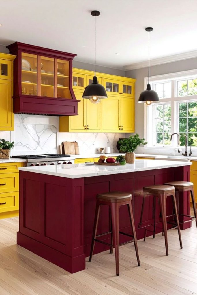 Raspberry mango vibrant tropical kitchen