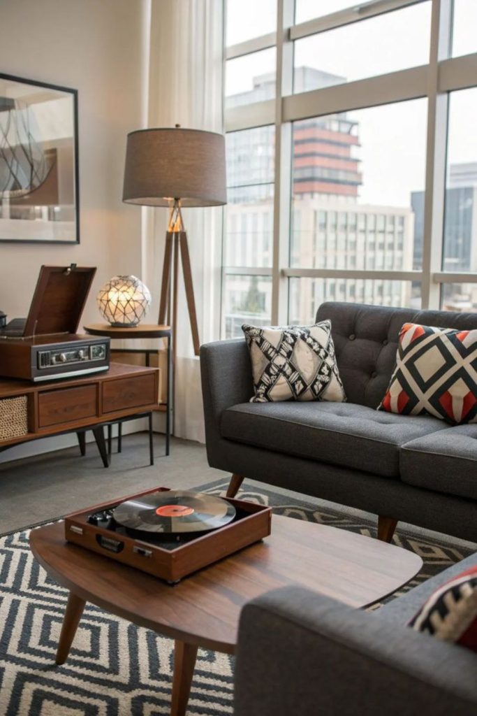 Vintage retro-inspired stylish living space.