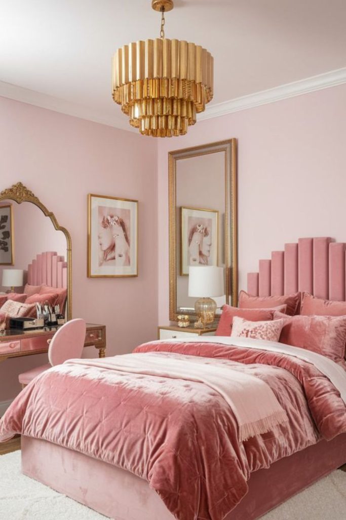 Soft pink dreamy luxurious velvet space.