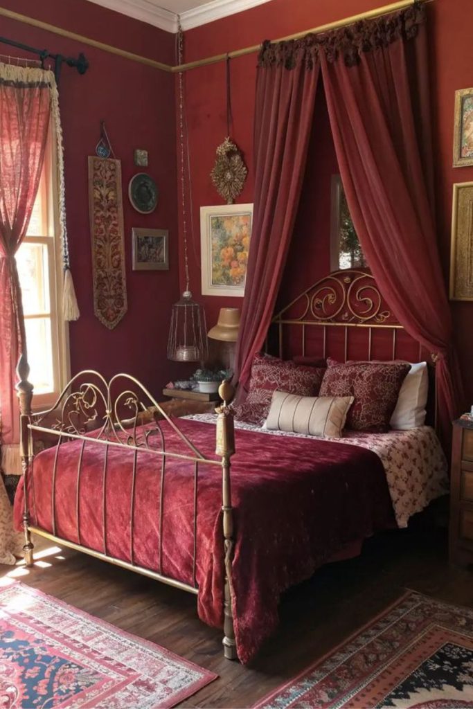 Vintage ruby bedroom nostalgic warm ambiance