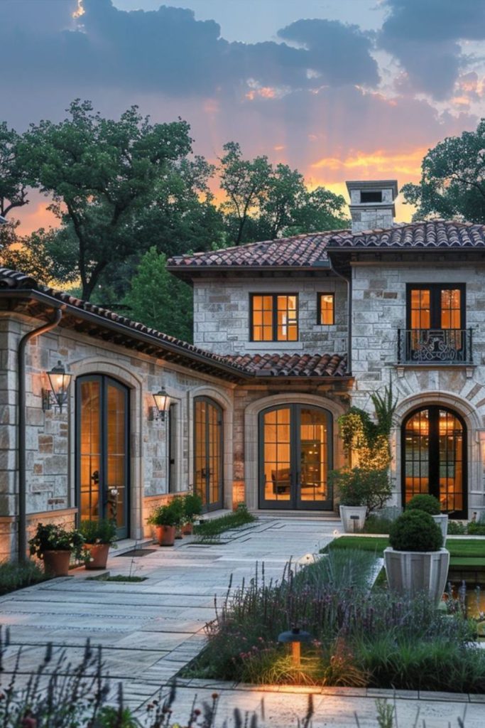 Stone villa surrounded by olive trees