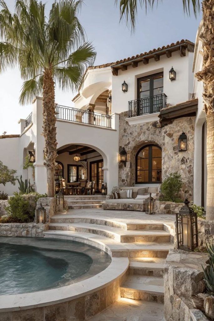 Sun-bleached rustic stone villa