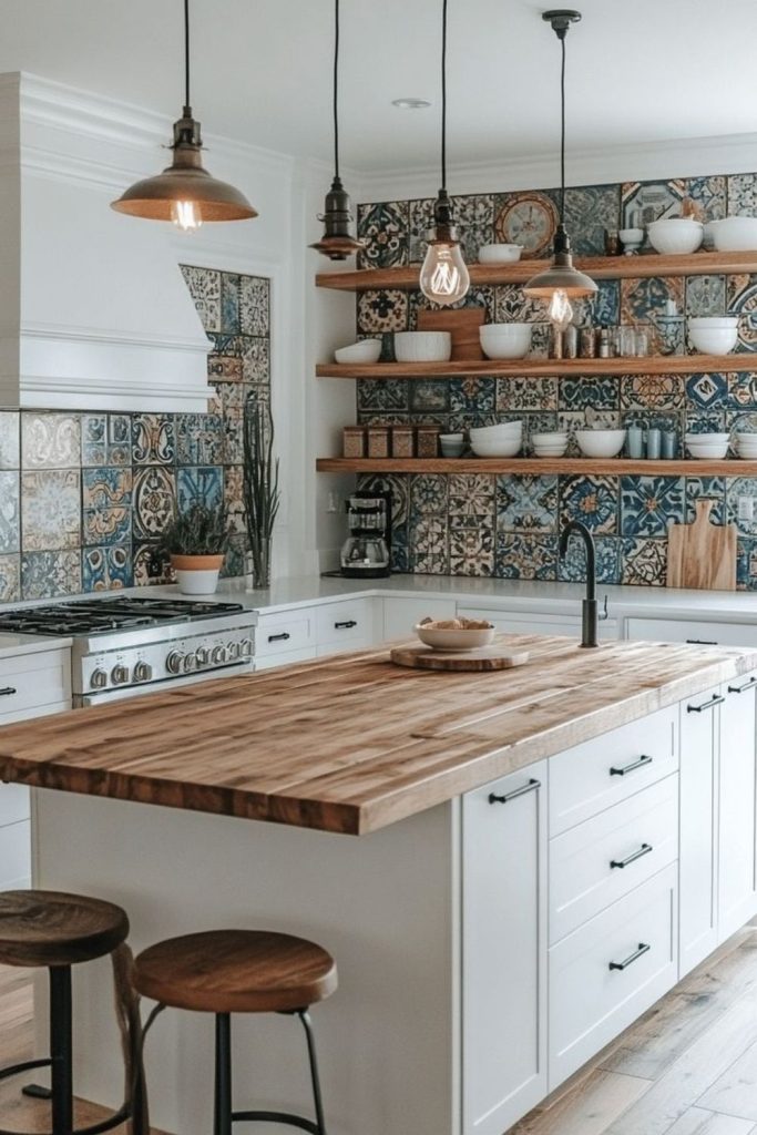 Minimal white island with gray accents.