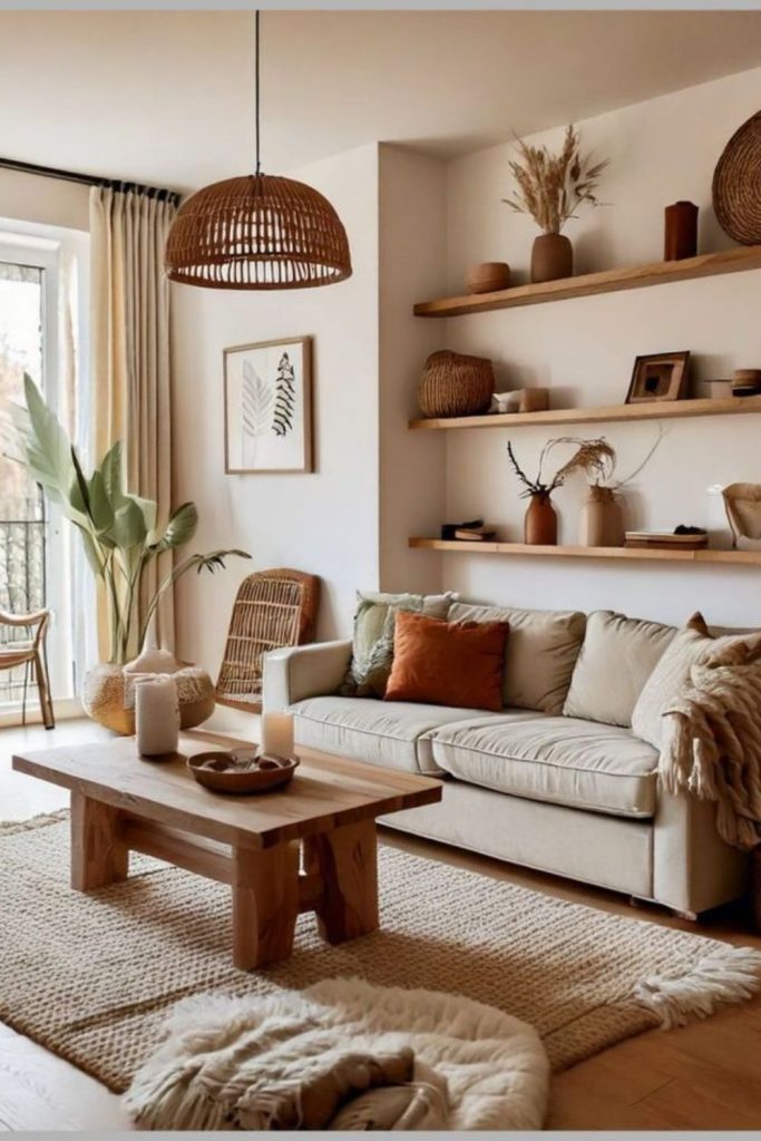 Scandinavian fusion living room with contrast.