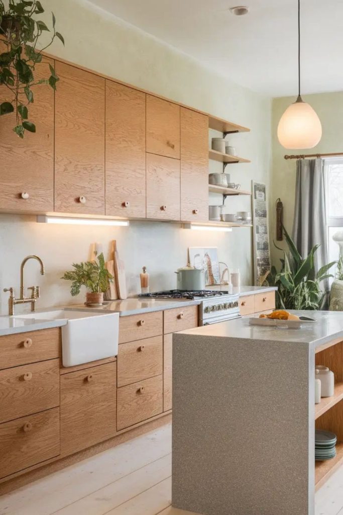 Scandinavian kitchen with ash wood accents