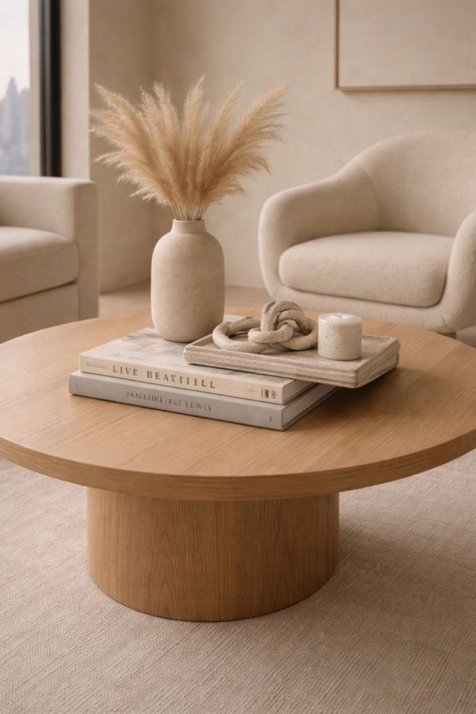 Sculptural modern round table decor
