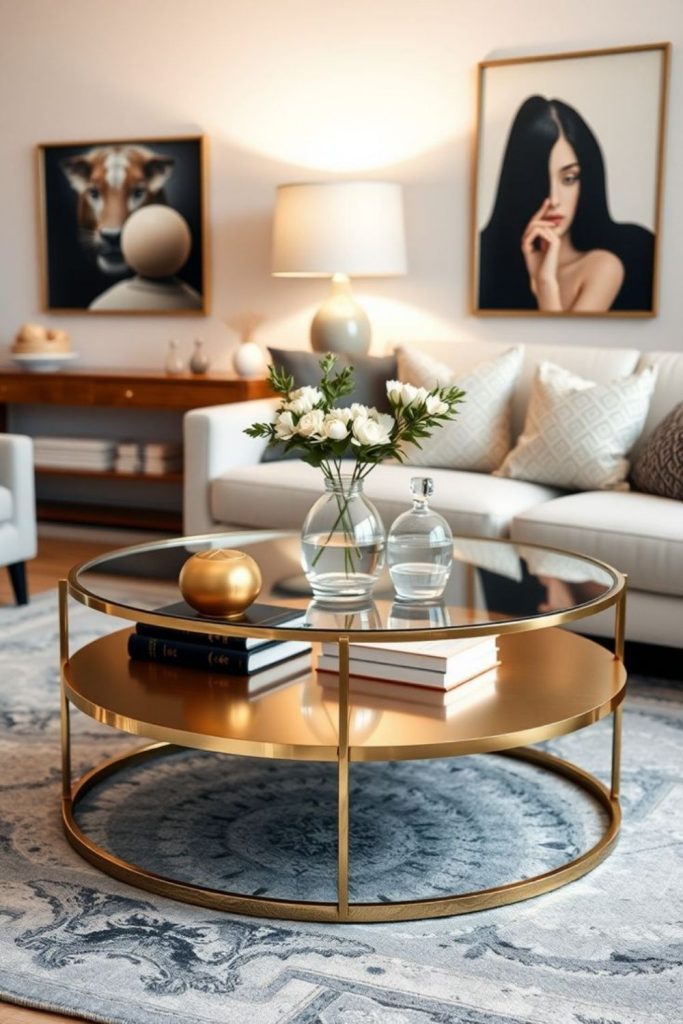Luxury minimalist round coffee table styling